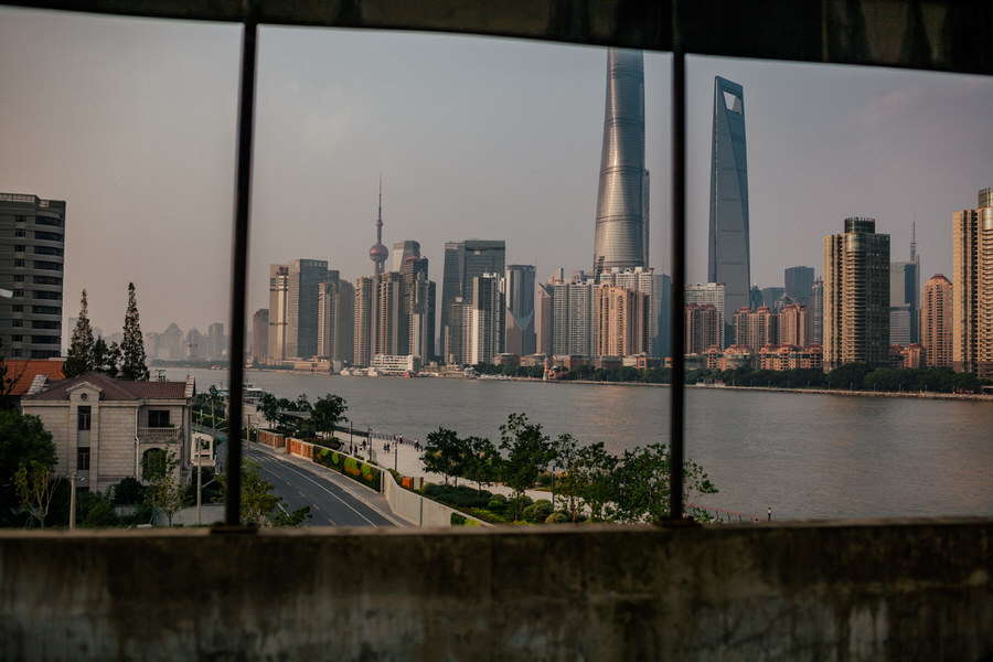 pudong skyline view
